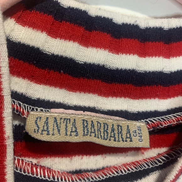 Santa Barbara Red, Navy Blue and Red Striped Mock-neck Tee - Picture 4 of 4